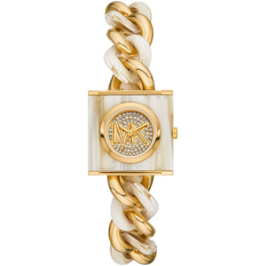 Michael Kors MK Chain Lock MK4809 women's watch - gold dial gold and beige curb-link strap