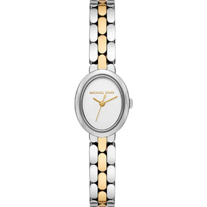 Michael Kors Petite Maude MK4956 women watch with two-tone oval case and silver dial