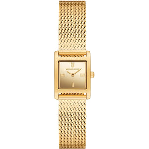 Authentic real-life photo of Michael Kors MK4959 showing actual gold finish and mesh strap