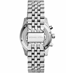 Michael Kors Lexington MK5555 women's chronograph watch - silver dial silver steel strap