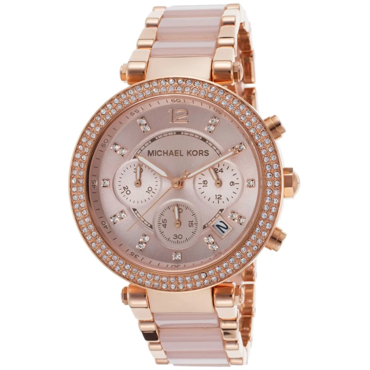 Michael Kors Parker MK5896 women's chronograph watch - rose gold dial rose gold steel strap