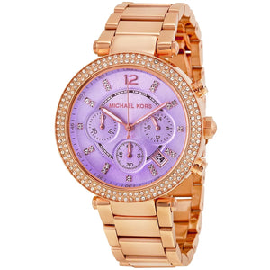 Michael Kors Parker MK6169 women's chronograph watch - case back and strap view