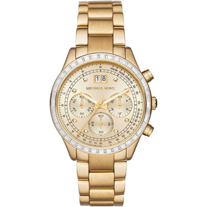 Michael Kors Brinkley MK6187 Women’s Gold Dial Gold-Tone Chronograph Watch - Luxury Hub Store