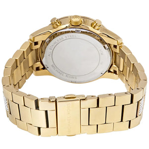 Back view photo of Michael Kors MK6484 showing the stainless steel caseback info