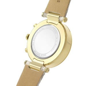 Back view photo of Michael Kors MK6916 showing the stainless steel caseback info