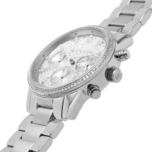 Michael Kors Ritz MK7301 women's chronograph watch - case back and strap view