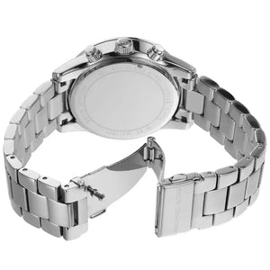 Michael Kors Ritz MK7301 women's chronograph watch - silver pave crystal dial silver steel strap