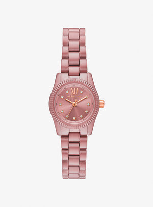 Authentic real-life photo of Michael Kors MK7518LE showing actual dusty rose finish and crystal indices