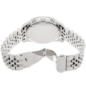Silver-tone deployment clasp on Michael Kors Lexington MK8602 men's quartz battery metal bracelet watch
