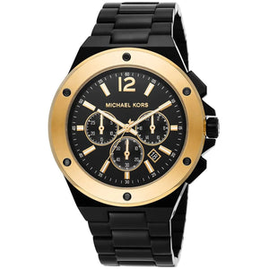 Michael Kors MK8941 Men’s Black Dial Black Gold Stainless Steel Lennox Chronograph Watch - Luxury Hub Store