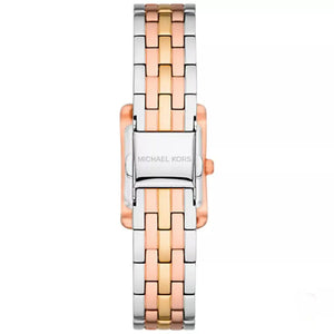 Photo of the tri-tone stainless steel deployment buckle on the Michael Kors mko1146
