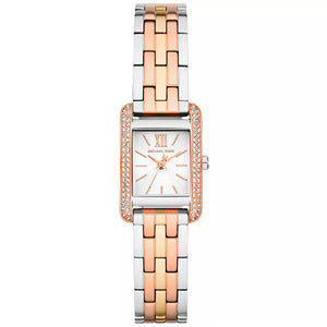 Authentic real-life photo of Michael Kors MKo1146 showing actual tri-tone finish and crystal bezel