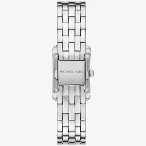 Photo of the silver-tone stainless steel deployment buckle on the Michael Kors mko1169