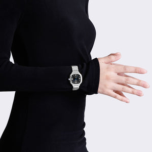 Naviforce NF5042-S-B-S Women's Square Watch – Black Dial & Silver Steel Strap – view 5