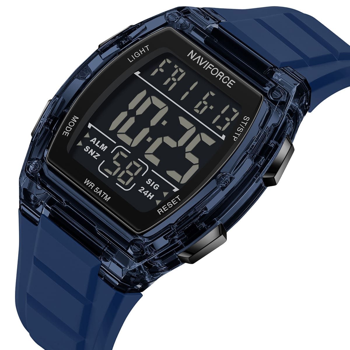 Naviforce NF6106-BE-BE Men's Square Digital Watch – Blue Case, Black Dial & Blue Rubber Strap – view 2