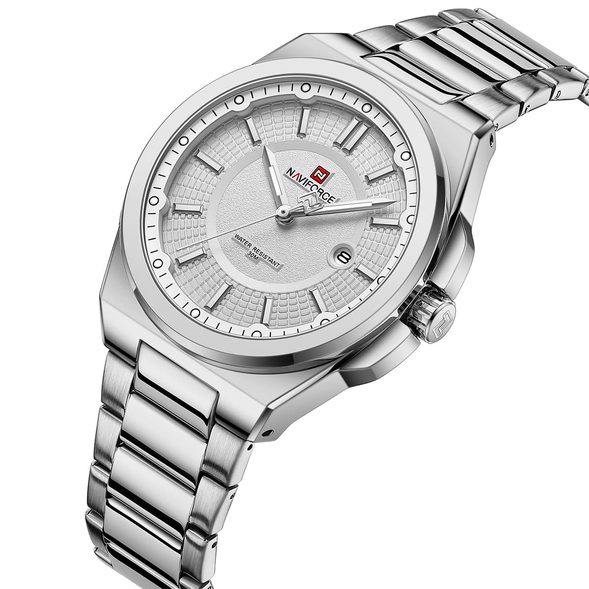 Naviforce NF9212-S-W Men's Watch – White Dial & Silver Steel Bracelet – view 2