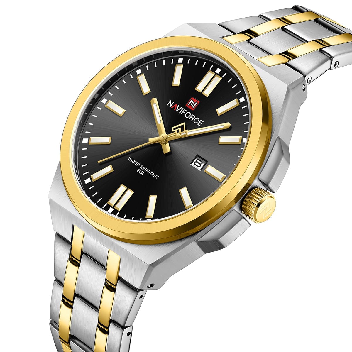 Naviforce NF9226-S-B-G Men's Business Watch – Black Dial & Silver-Gold Two-Tone Bracelet – view 2