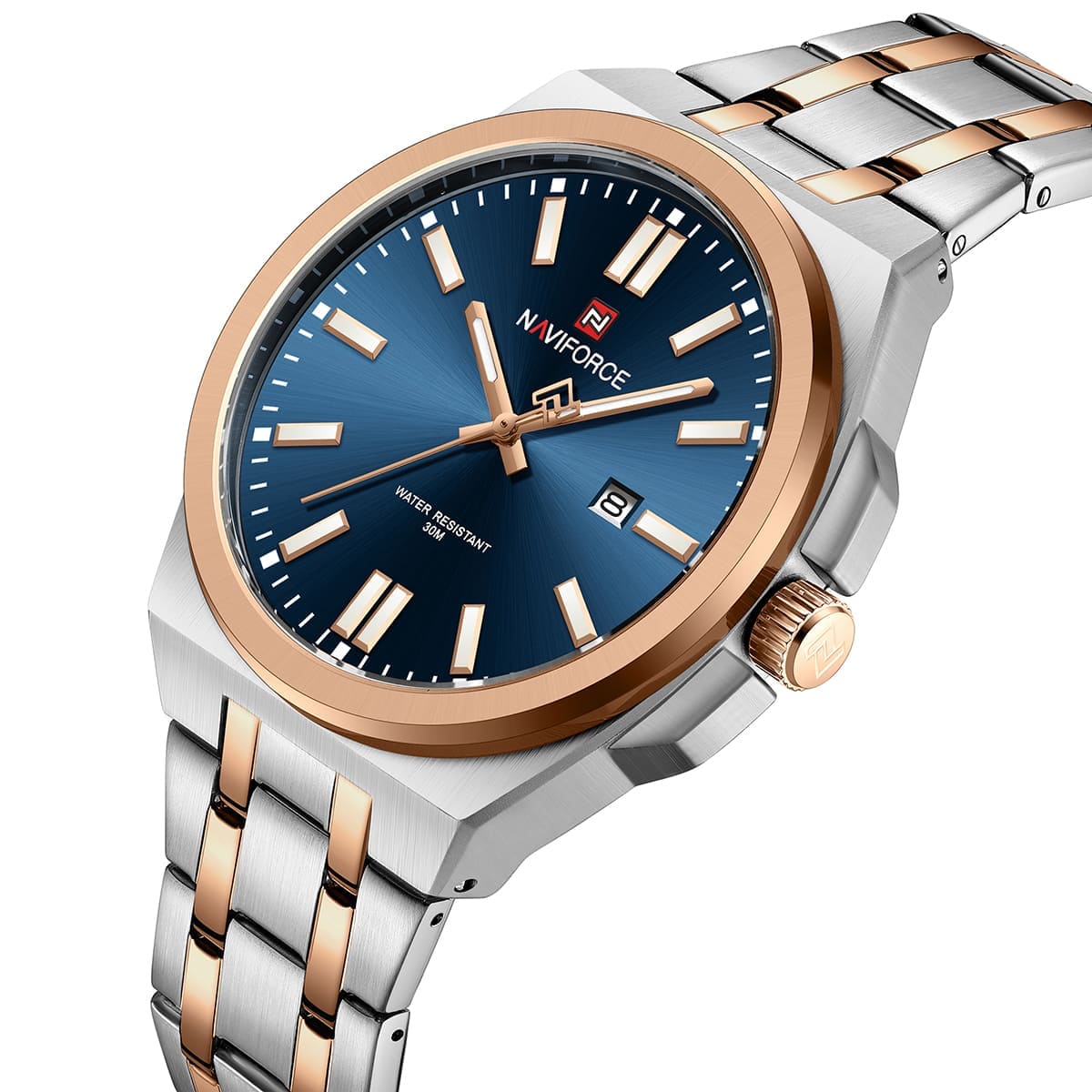 Naviforce NF9226-S-BE-RG Men's Business Watch – Blue Dial & Two-Tone Silver/Rose Gold Bracelet – view 2