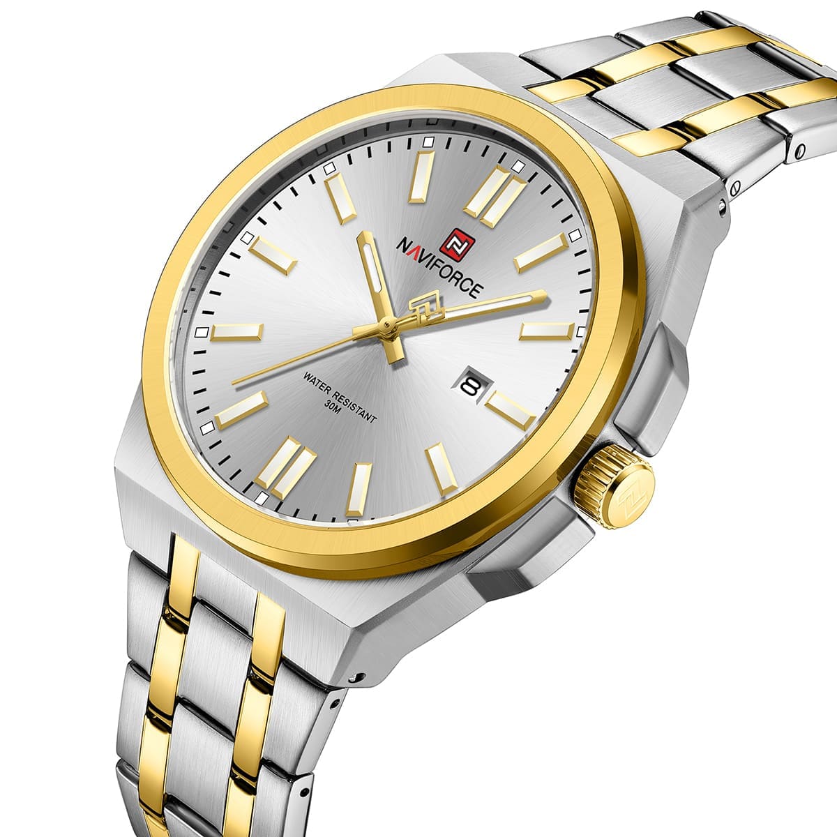 Naviforce NF9226-S-W-G Men's Watch – White Dial & Silver-Gold Two-Tone Strap – view 2