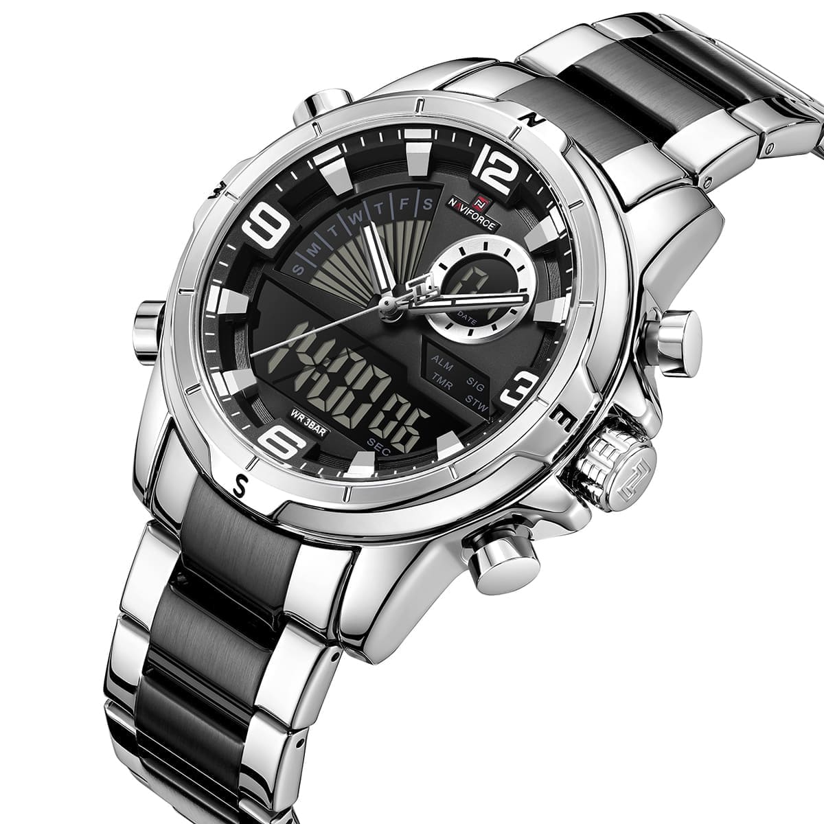 Naviforce NF9257-S-B-B Men's Watch – Black Dial & Two-Tone Steel Bracelet – view 2