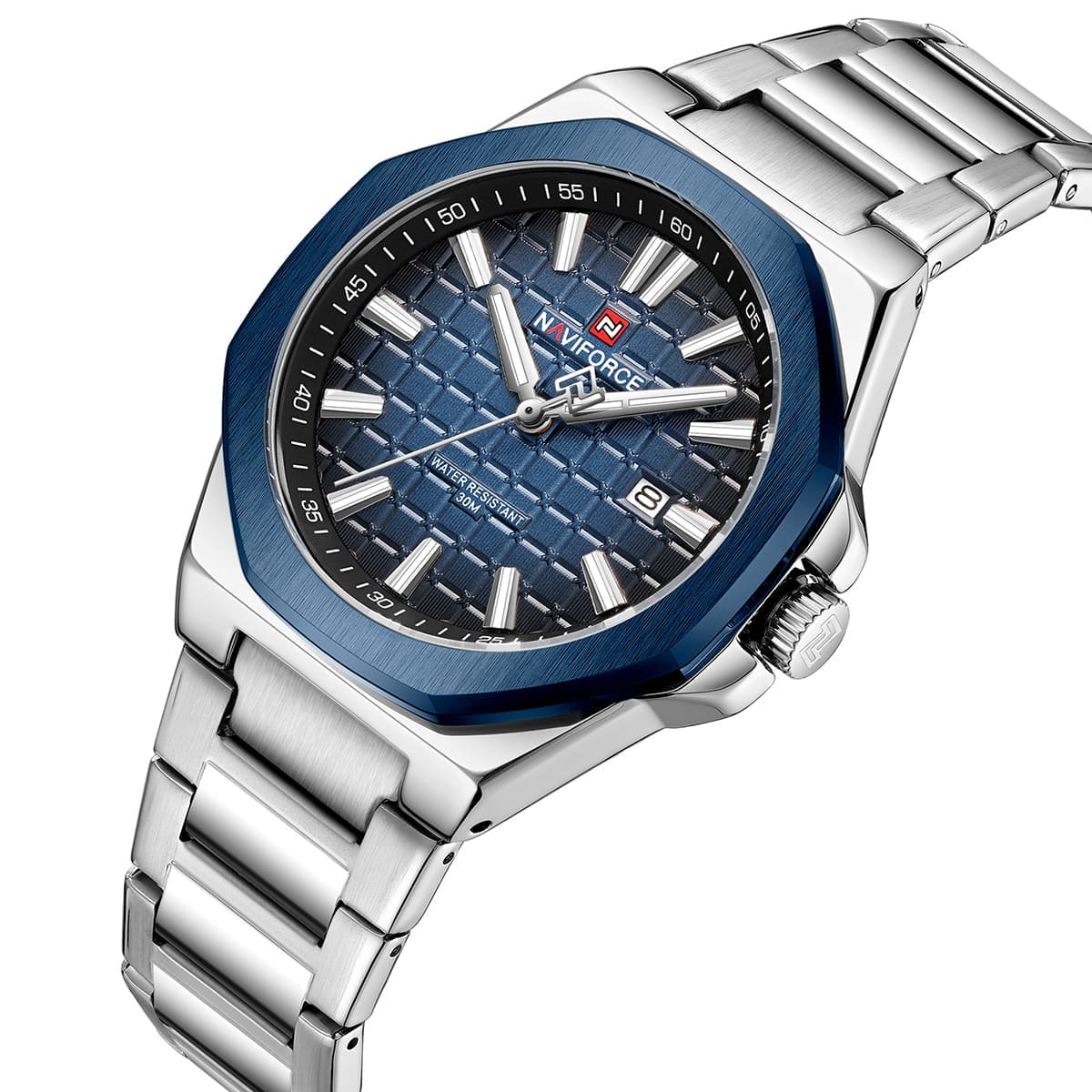 Naviforce NF9258-S-BE-S Men's Watch – Blue Dial & Silver Steel Strap – view 2