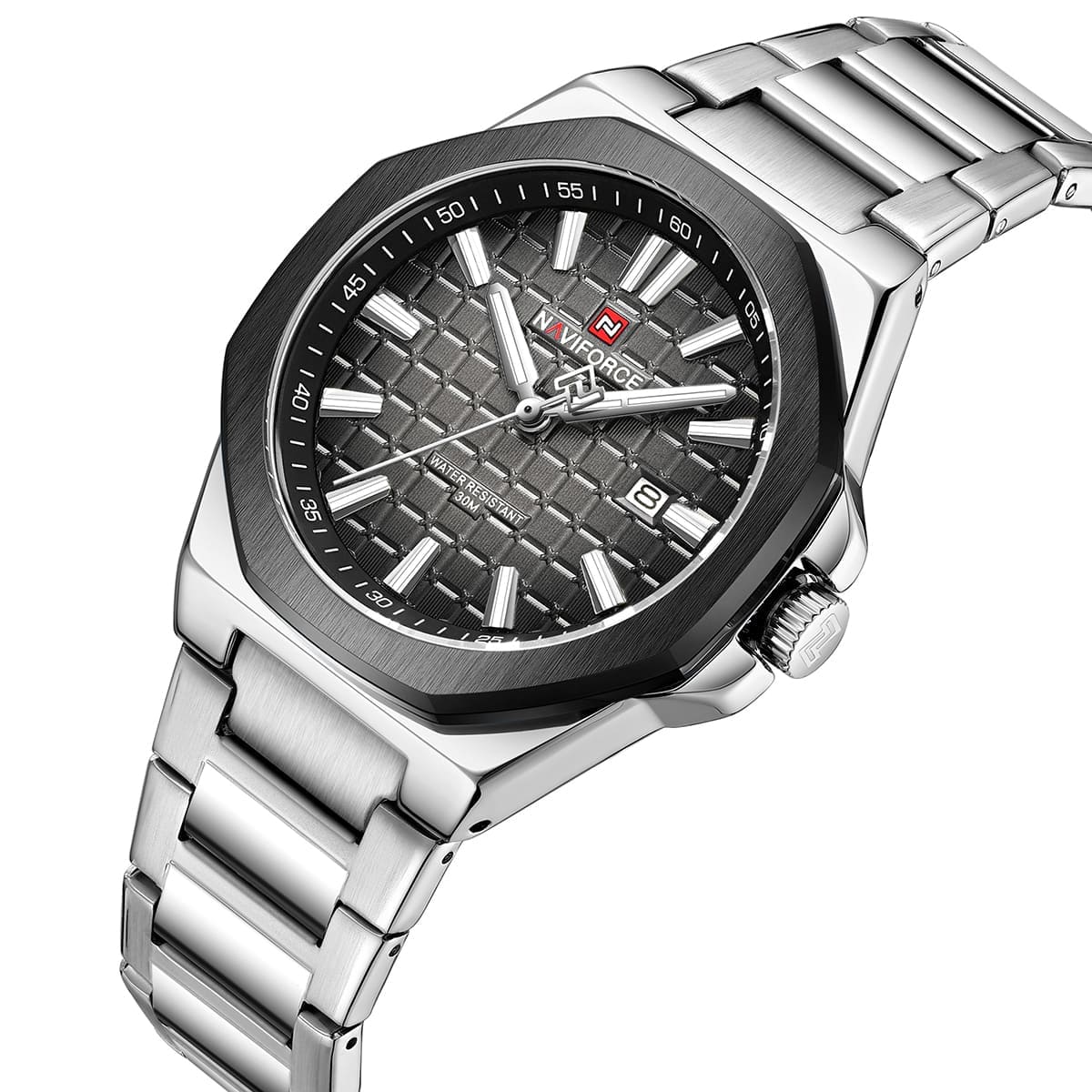 Naviforce NF9258-S-GY-S Men's Watch – Gray Dial & Silver Steel Strap – view 2
