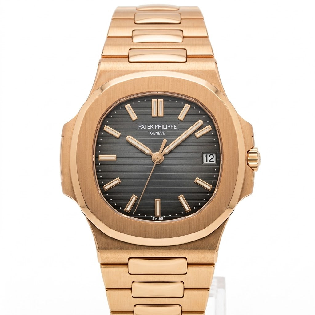 Patek Philippe Nautilus 40mm Men's Automatic Watch – Grey Gradient Dial & Rose Gold Strap – view 2