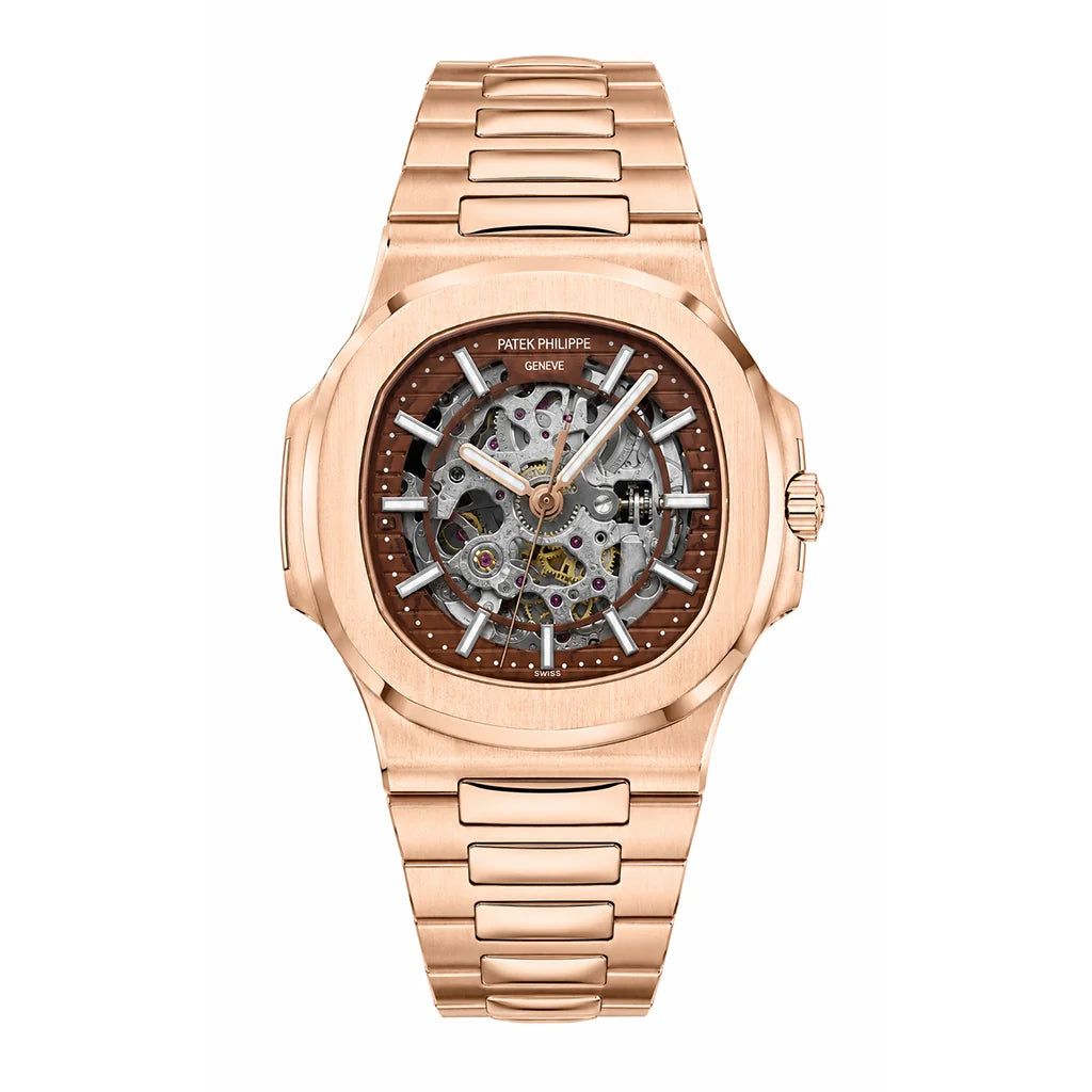 Patek Philippe Nautilus 40mm Men's Automatic Watch – Red Skeleton Dial & Rose Gold Strap – view 2