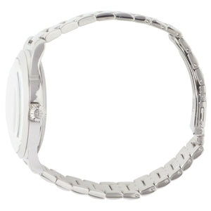 Side profile of Maserati Tradizione R8853125002 men's quartz battery watch showing 10mm thickness and silver finish