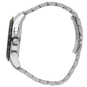Side profile of Maserati Traguardo R8873612042 men's quartz battery watch showing 12mm thickness and silver finish