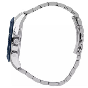 Side profile of Maserati Traguardo R8873612043 men's quartz battery watch showing 12mm thickness and silver finish