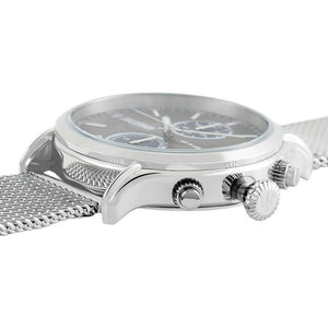 Side profile of Maserati Epoca R8873618003 men's quartz battery watch showing 11mm thickness and silver finish