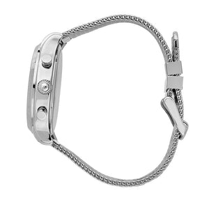 Side profile of Maserati Epoca R8873618022 men's quartz battery watch showing 11mm thickness and silver finish