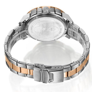 Two-tone butterfly deployment clasp on Maserati Ingegno R8873619002 men's quartz battery metal bracelet watch