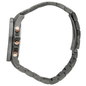 Side profile of Maserati Sfida R8873640001 men's quartz battery watch showing 11.5mm thickness and gunmetal finish