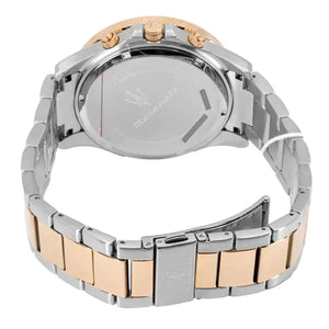 Two-tone deployment clasp on Maserati Sfida R8873640014 men's quartz battery metal bracelet watch