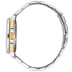 Side profile of Maserati Velocita R8873652003 men's quartz battery watch showing 12mm thickness and two-tone finish