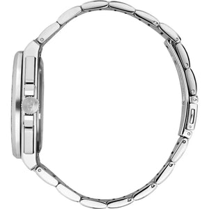 Side profile of Maserati Velocita R8873652005 men's quartz battery watch showing 12mm thickness and silver finish