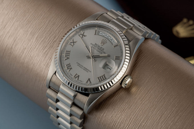 Rolex Day-Date men's mirror watch, silver dial – view 2