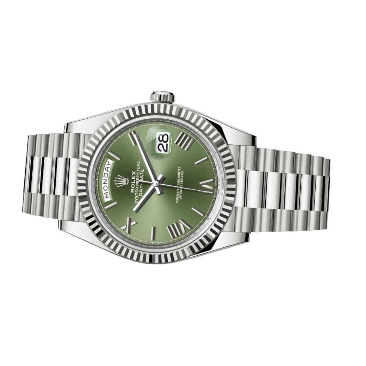 Rolex Day-Date men's mirror watch, green dial – view 2