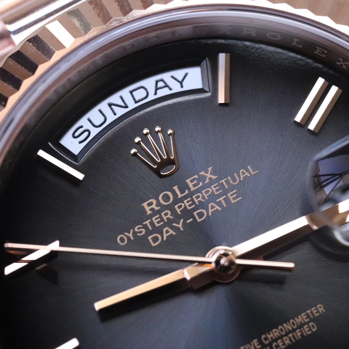 Rolex Day-Date men's mirror watch, slate gray ombré dial – view 2