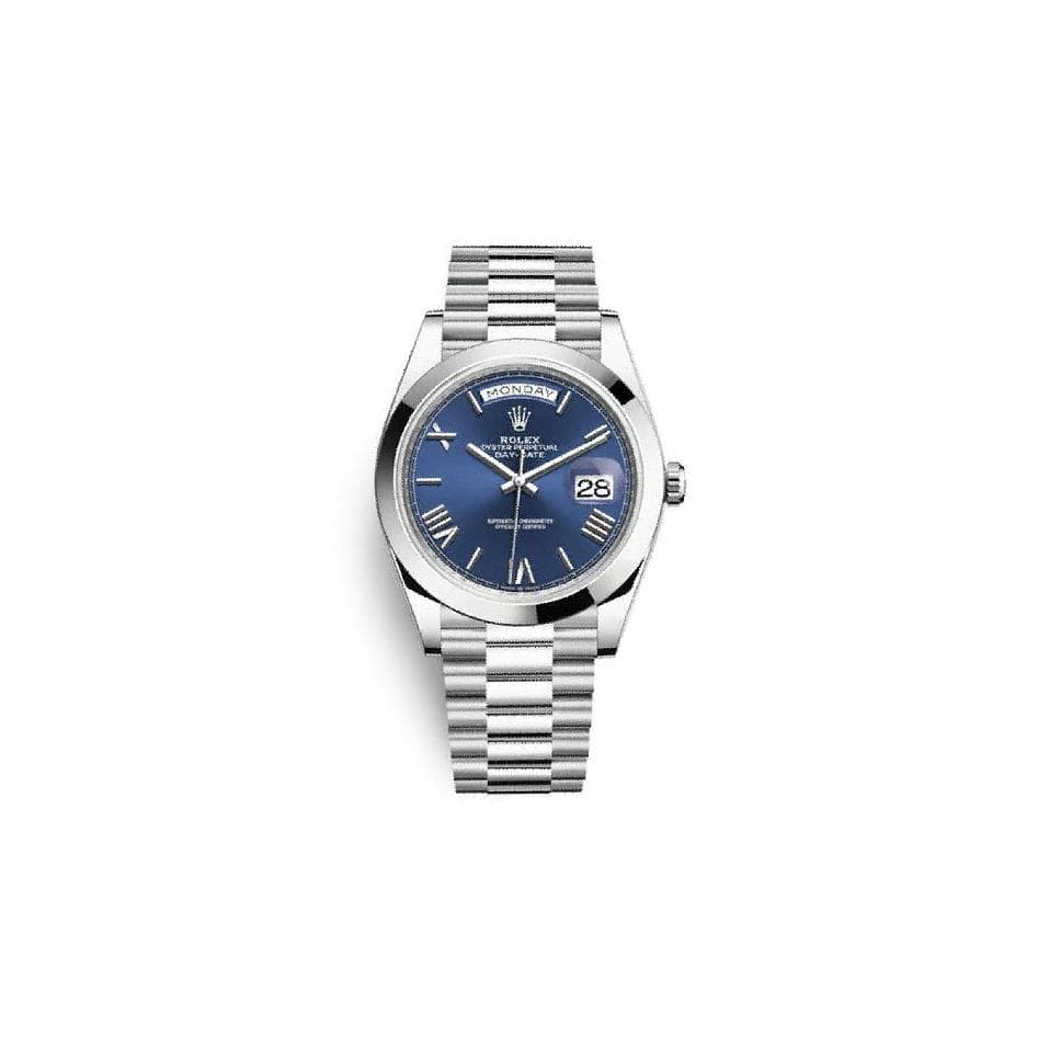 Rolex Day-Date 41mm men's mirror watch, blue Roman numeral dial – view 2