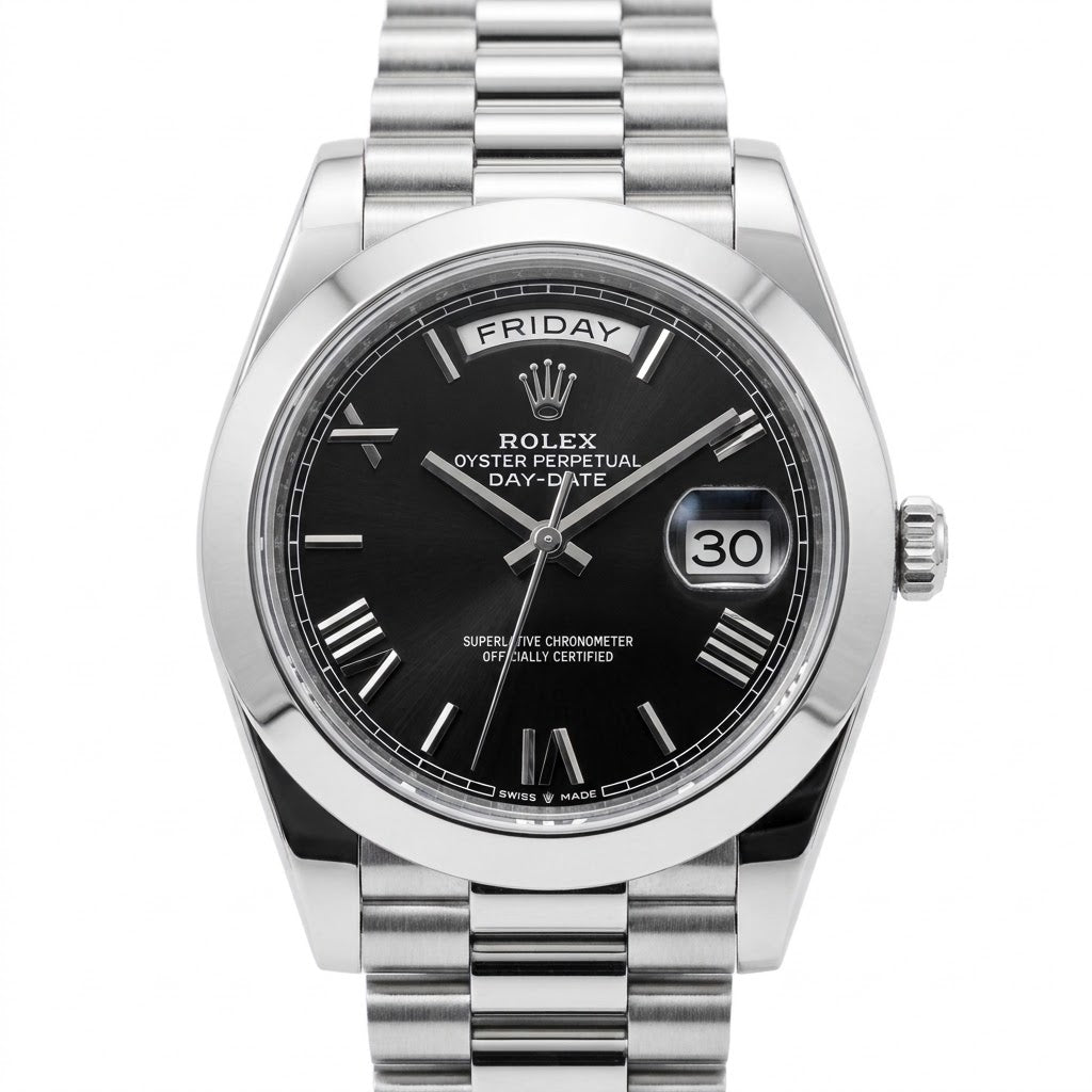Rolex Day-Date 41mm men's mirror watch, black Roman numeral dial – view 2