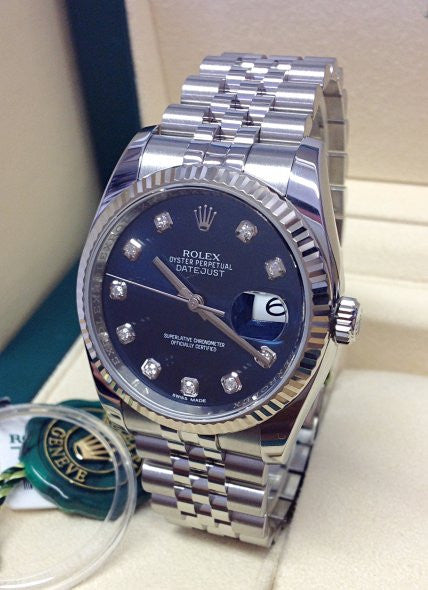 Rolex Datejust men's mirror watch, blue stone-set dial – view 2