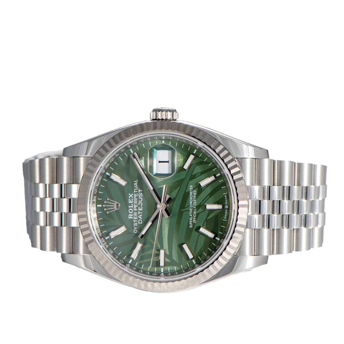 Rolex Datejust men's mirror watch, green dial – view 2