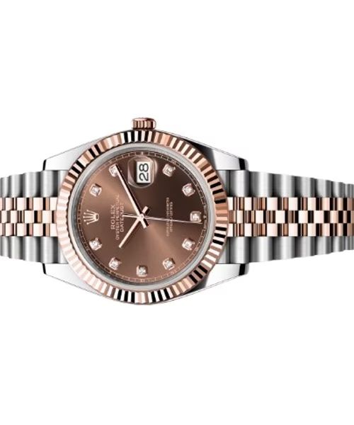 Rolex Datejust men's mirror watch, brown stone-set dial – view 2