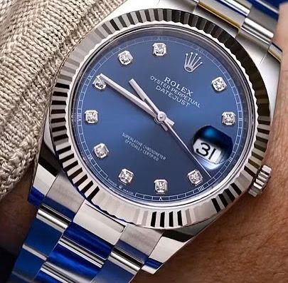Rolex Datejust men's mirror watch, blue stone-set dial – view 2