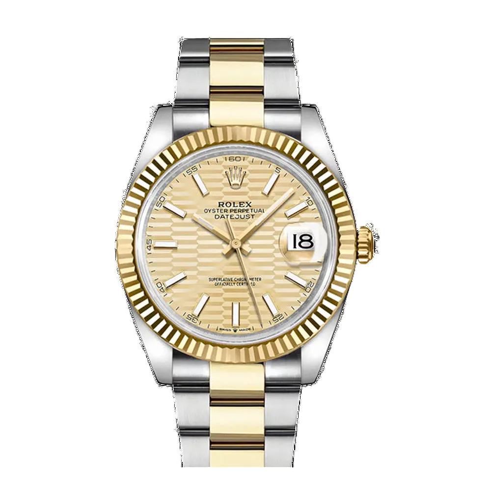 Rolex Datejust 36mm unisex mirror watch, gold-tone fluted motif dial – view 2