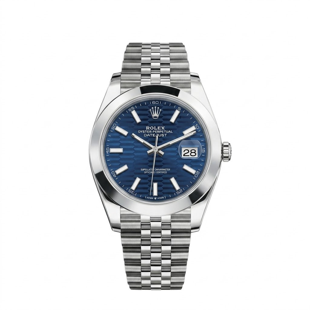 Rolex Datejust 36mm unisex mirror watch, blue fluted motif dial – view 2