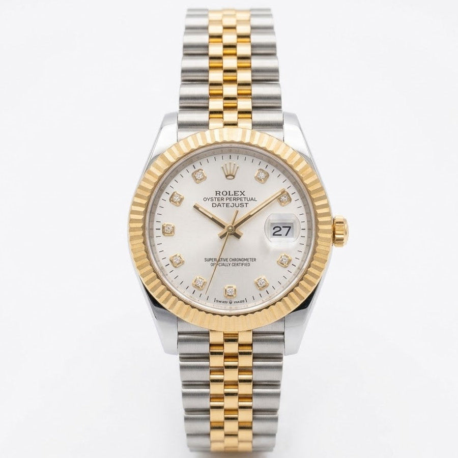 Rolex Datejust 41mm men's mirror watch, silver stone-set dial – view 2